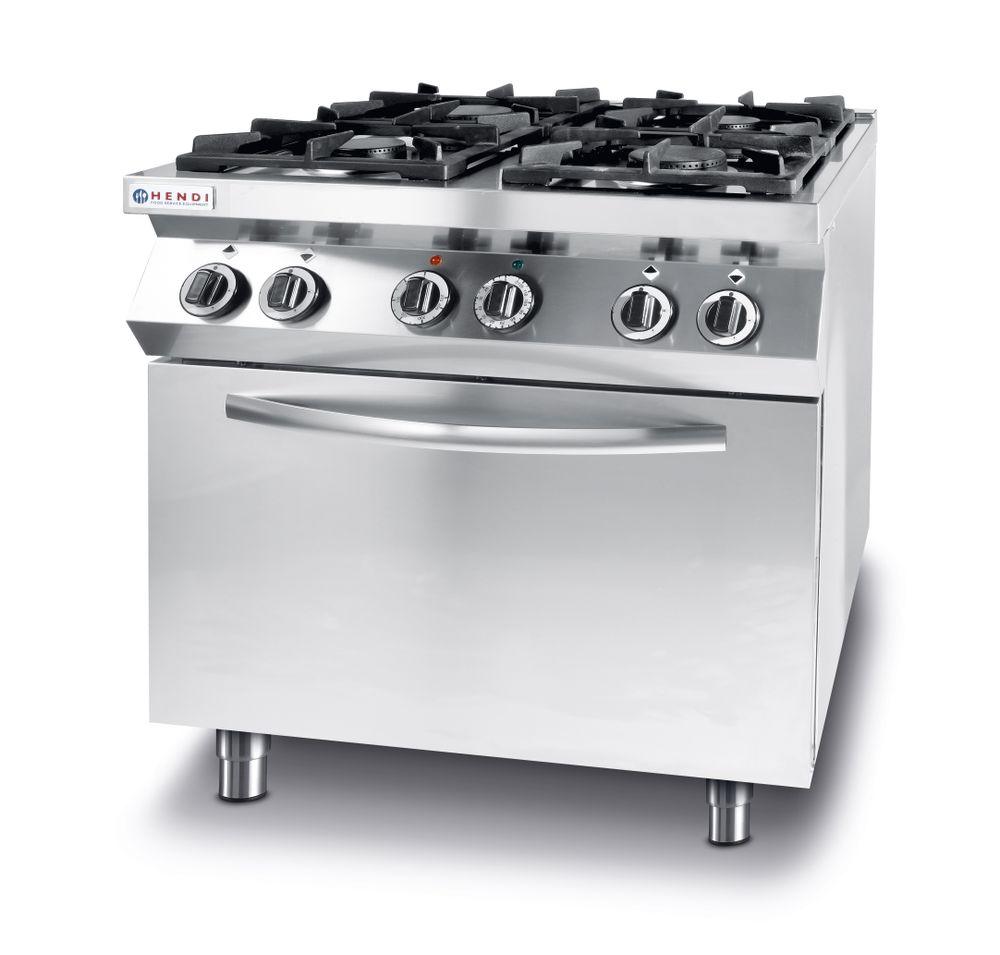 Cuisinière Kitchen Line - 4 feux avec four à convection électrique GN 1/1, HENDI, Kitchen Line, 230V/3000W, 19kW, 800x700x(H)900mm