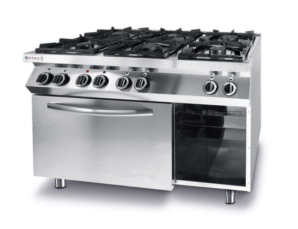 Cuisiniére Kitchen Line - 6 feux avec four à convection électrique GN 1/1, HENDI, Kitchen Line, 230V/3000W, 28,5kW, 1200x700x(H)900mm