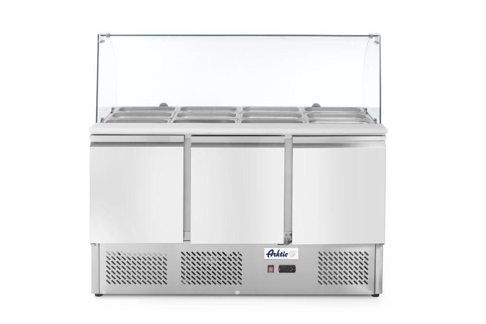 Saladette 3 portes avec vitrine réfrigérée en verre 380L, Arktic, 230V/310W, 1365x700x(H)1300mm