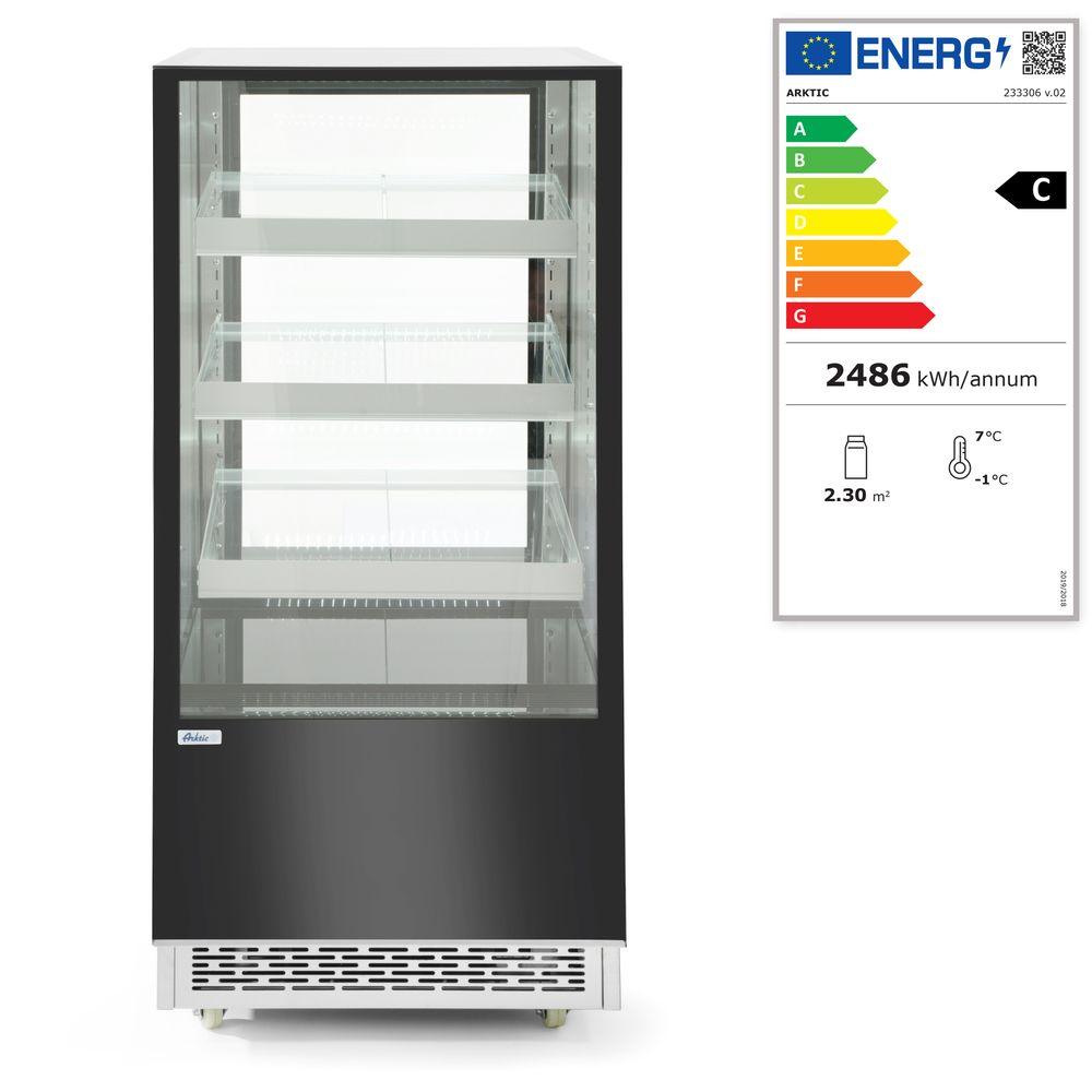 Vitrines réfrigérées avec 3 étagères inclinées, Arktic, 650L, 230V/490W, 1200x805x(H)1445mm
