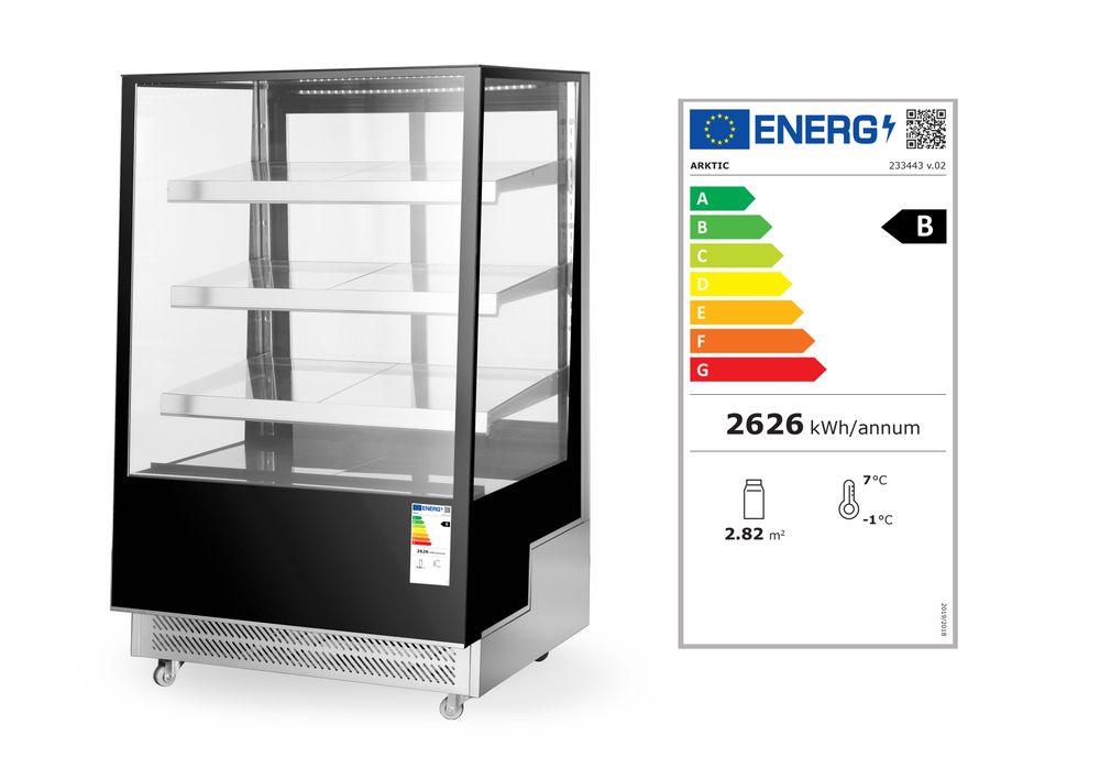 Vitrines réfrigérées avec 3 étagères inclinées, Arktic, 300L, 230V/480W, 650x805x(H)1445mm