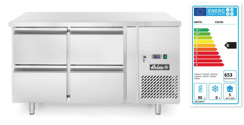 Réfrigérateur comptoir avec quatre tiroirs Profi LIne 280L, Arktic, Profi Line, 230V/250W, 1360x700x(H)850mm