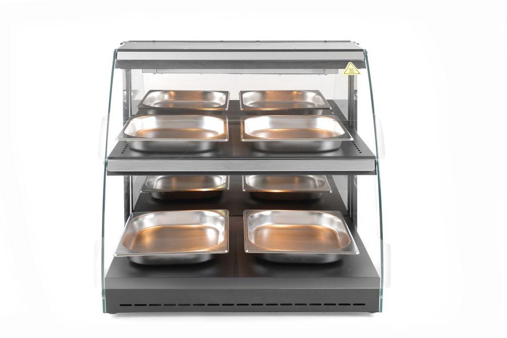 Vitrine de table chauffante quartz deux niveaux, HENDI, 230V/560W, 650x467x(H)630mm