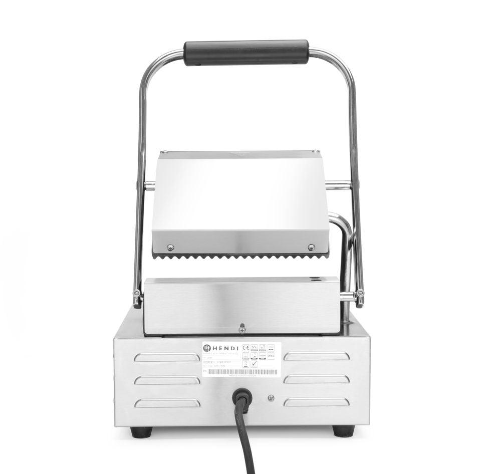 Grill de contact - modèle simple, HENDI, dessus et dessous rainurés, 230V/1800W, 310x370x(H)210mm