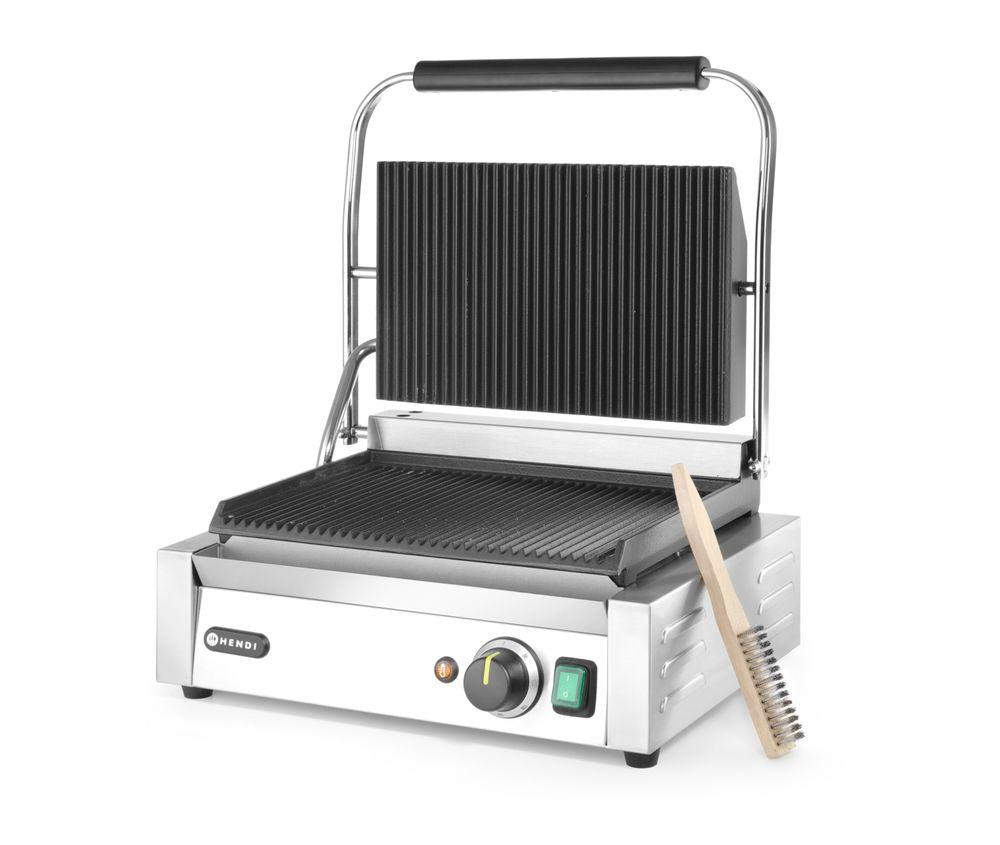 Grill de contact "Panini", HENDI, dessus et dessous rainurés, 230V/2200W, 430x370x(H)210mm