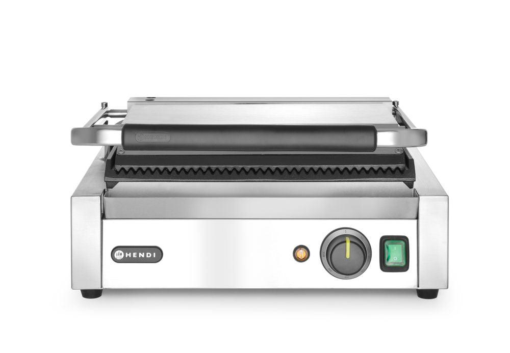 Grill de contact "Panini", HENDI, dessus et dessous rainurés, 230V/2200W, 430x370x(H)210mm