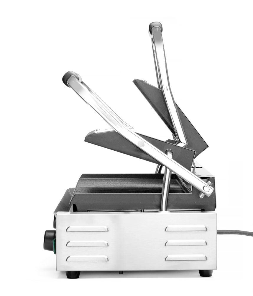 Grill de contact - modèle double, HENDI, dessus et dessous rainurés, 230V/3600W, 570x370x(H)210mm