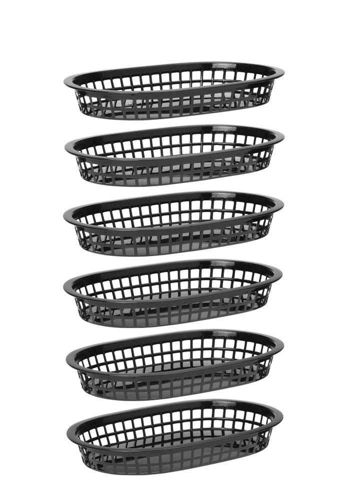 Paniers de service style fast-food, HENDI, Noir, 6 u., 275x175x(H)38mm
