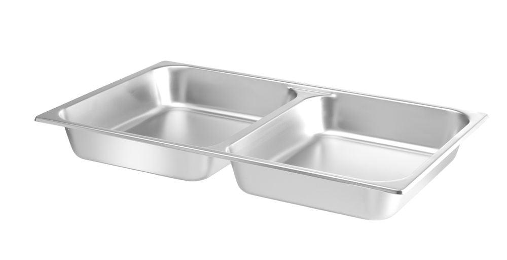 Bac GN 1/1 pour chafing dish avec 2 compartiments, HENDI, 7,5L, 530x325x(H)65mm