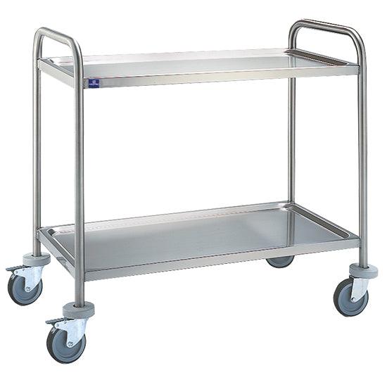 chariot de service en inox avec 2 niveaux 780x430 mm