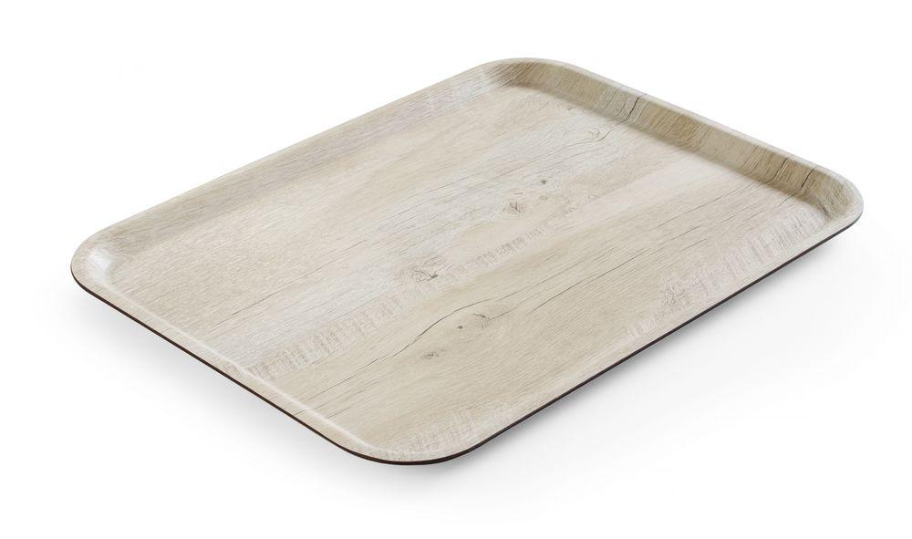 Plateau de service en mélamine avec imprimé bois, HENDI, Bois clair, 330x430mm
