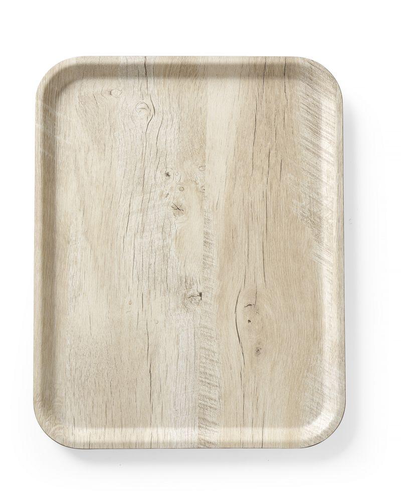 Plateau de service en mélamine avec imprimé bois, HENDI, Bois clair, 330x430mm