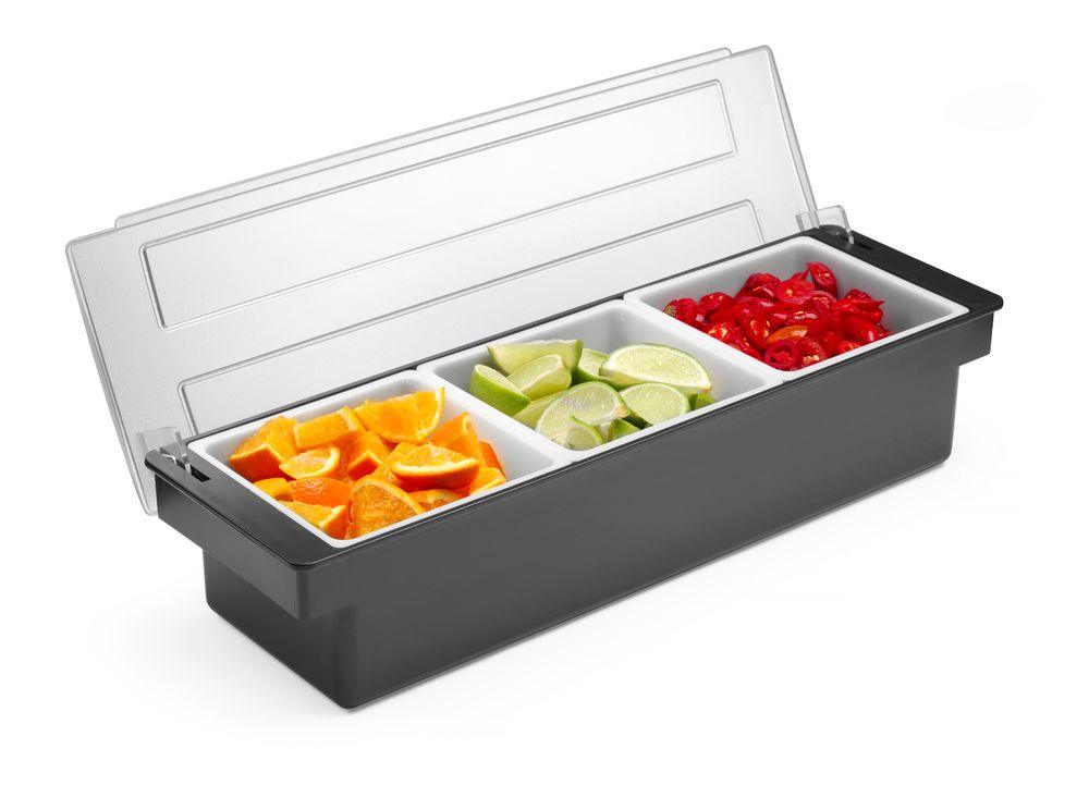 Boîte à ingrédients - 3 bacs, Bar up, Noir, 480x150x(H)100mm