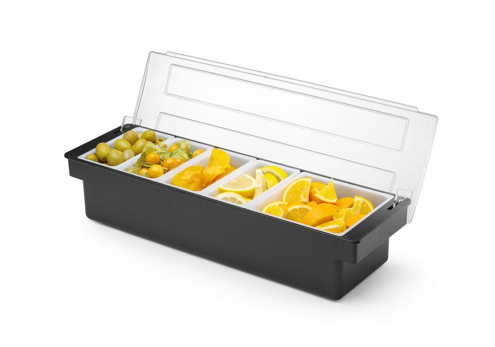 Boîte à ingrédients - 5 bacs, Bar up, Noir, 480x150x(H)100mm