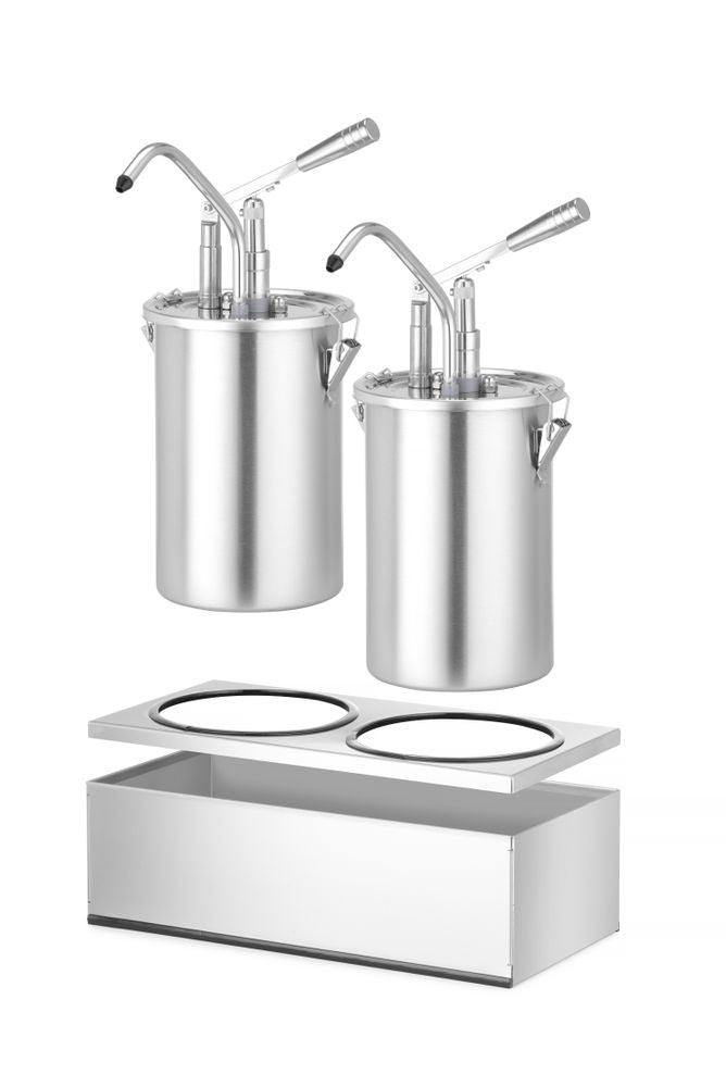 Set : 2 distributeurs de sauce en acier inoxydable avec pompe, HENDI, 9L, 400x200x(H)440mm