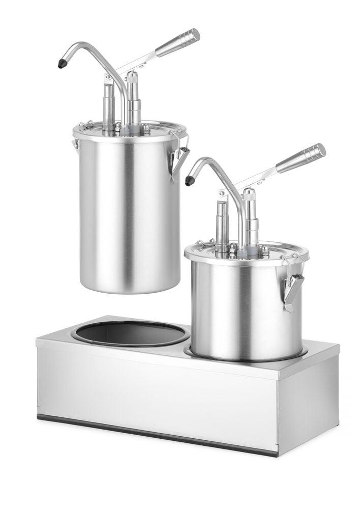 Set : 2 distributeurs de sauce en acier inoxydable avec pompe, HENDI, 9L, 400x200x(H)440mm