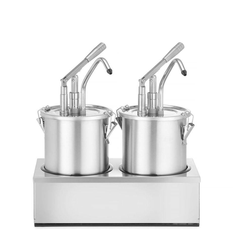 Set : 2 distributeurs de sauce en acier inoxydable avec pompe, HENDI, 9L, 400x200x(H)440mm