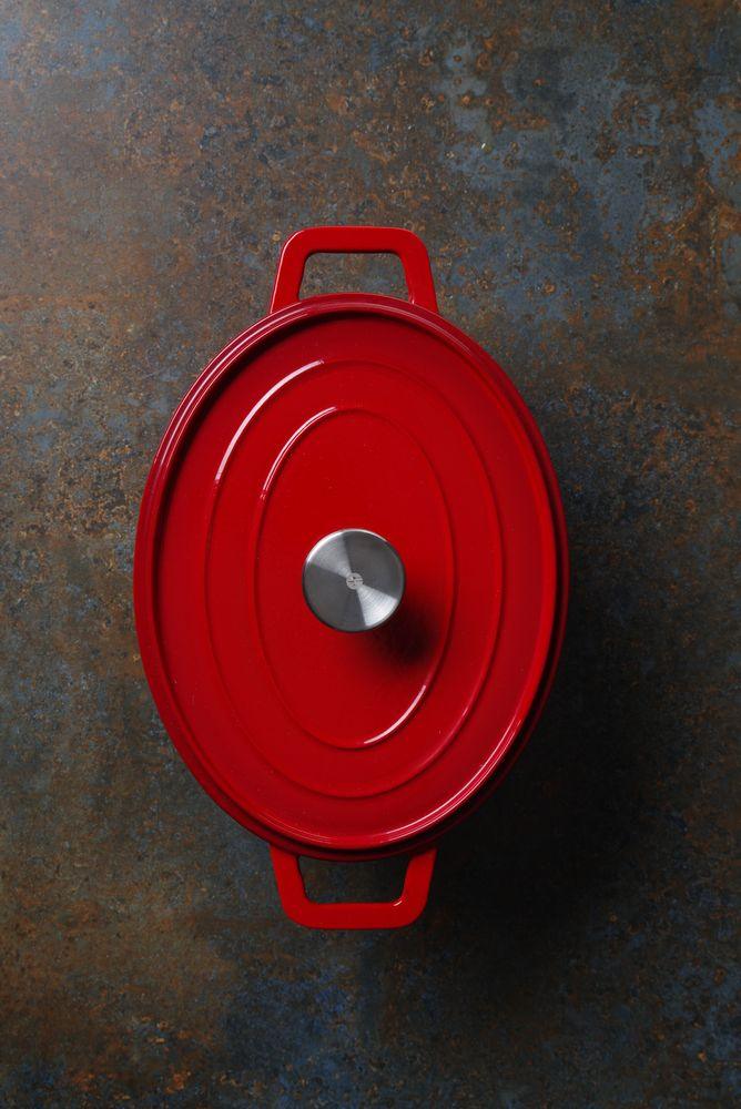 Cocotte en fonte émaillée, HENDI, 4,4L, Rouge, 365x290x(H)115mm