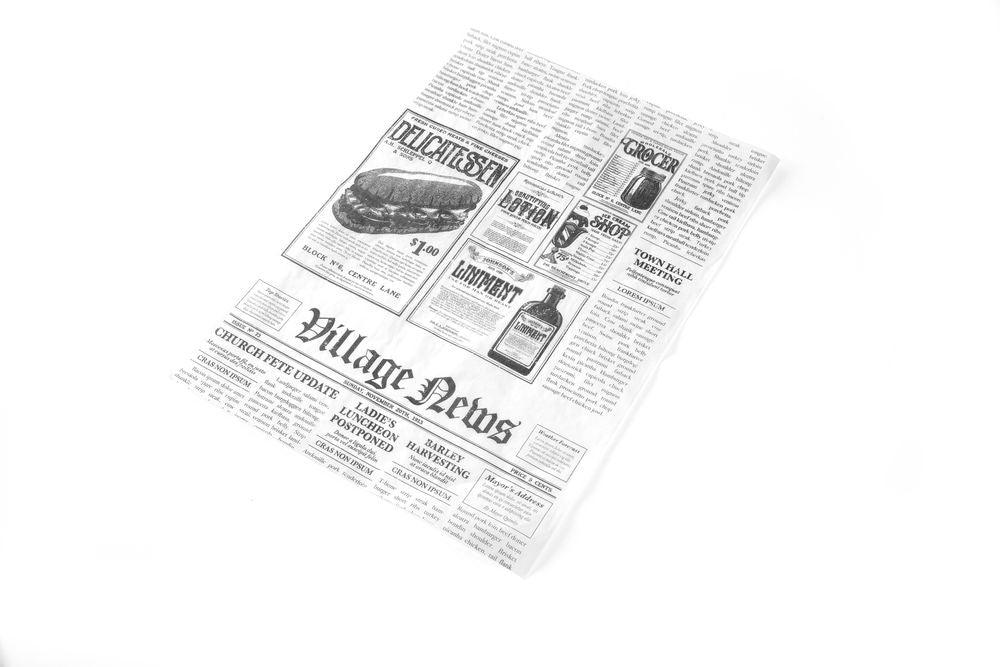 Papier sulfurisé, HENDI, Impression journal, 500 u., 250x350mm