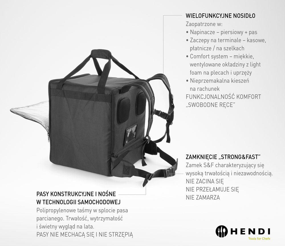 Sac à dos isotherme transport alimentaire, HENDI, 75,2L, Noir, 410x410x(H)480mm