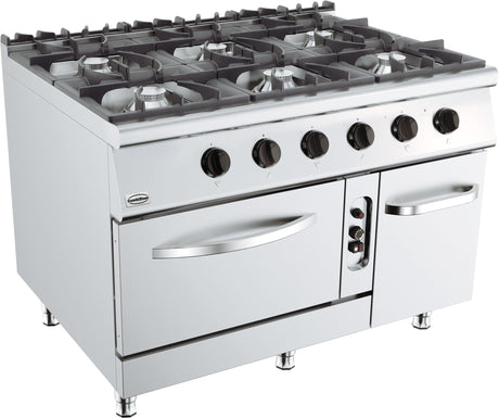 Cuisinière à gaz 6 brûleurs avec four à gaz - FRANCE CHR