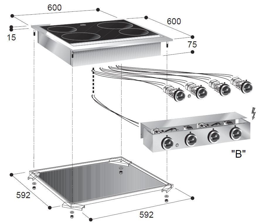Cuisinière en céramique 4 zones polyvalente - FRANCE CHR