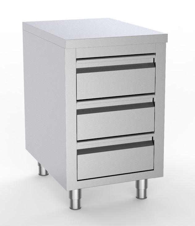 Table de Travail avec 3 Tiroirs en Acier Inoxydable - FRANCE CHR