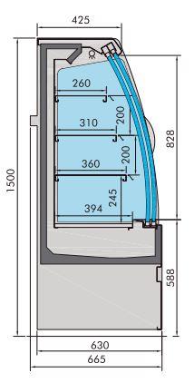 Vitrine réfrigérée élégante avec portes coulissantes 1.5. - FRANCE CHR