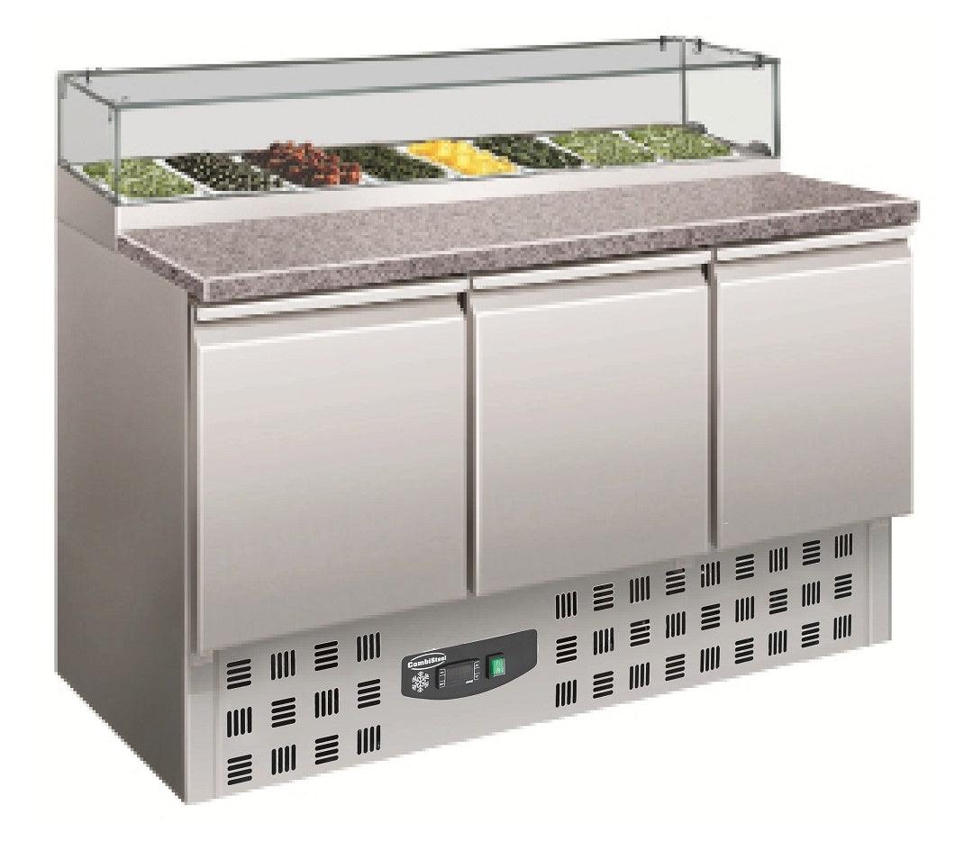 Table de préparation pour pizza triple porte en inox 18/8 - FRANCE CHR