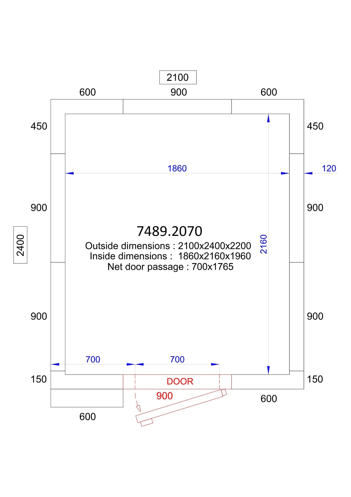 Chambre Froide CombiSteelPro Line 2100x2400x2200 - 120mm. - FRANCE CHR