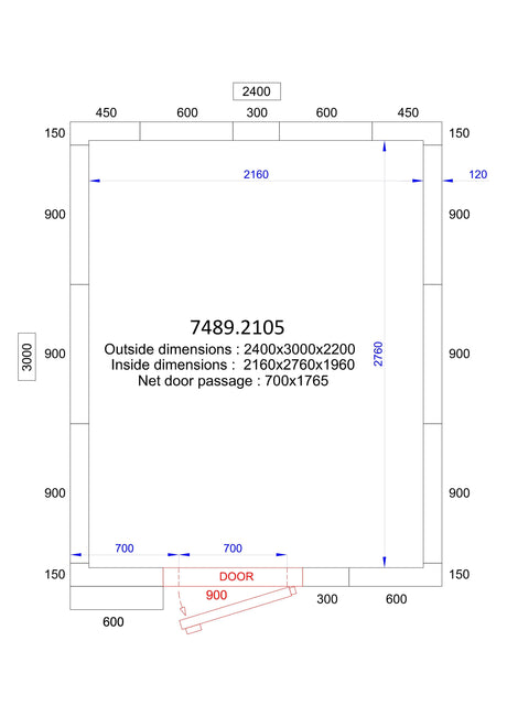 Chambre Froide Pro Line 2400x3000x2200 - 120 mm - FRANCE CHR