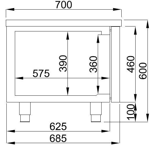 Table réfrigérée 600 haute avec 2 tiroirs en acier inoxydable. - FRANCE CHR