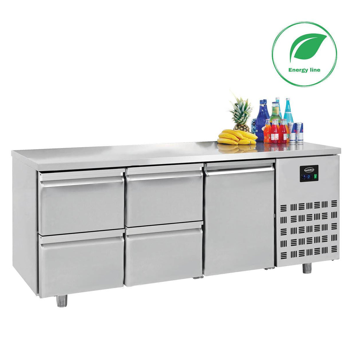 Table réfrigérée 1 porte 4 tiroirs en acier inoxydable. - FRANCE CHR