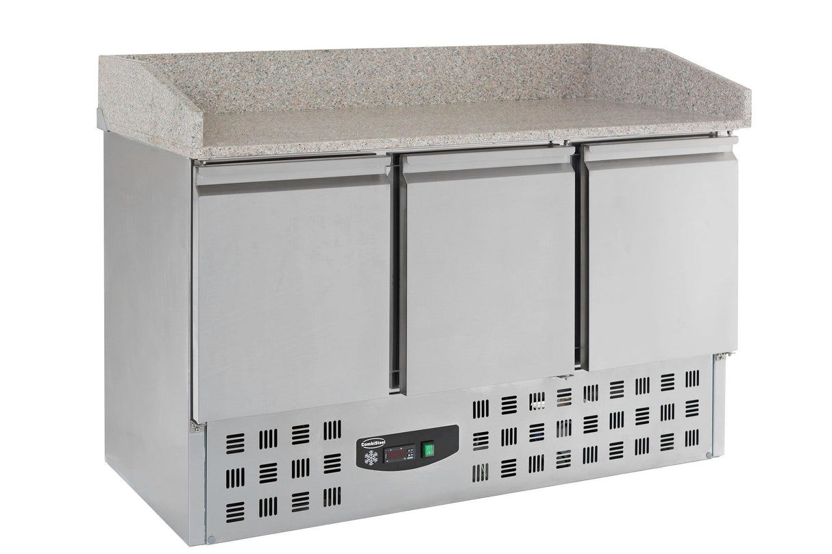 Table de Préparation pour Pizza à 3 Portes en Acier Inoxydable 18/8 - FRANCE CHR