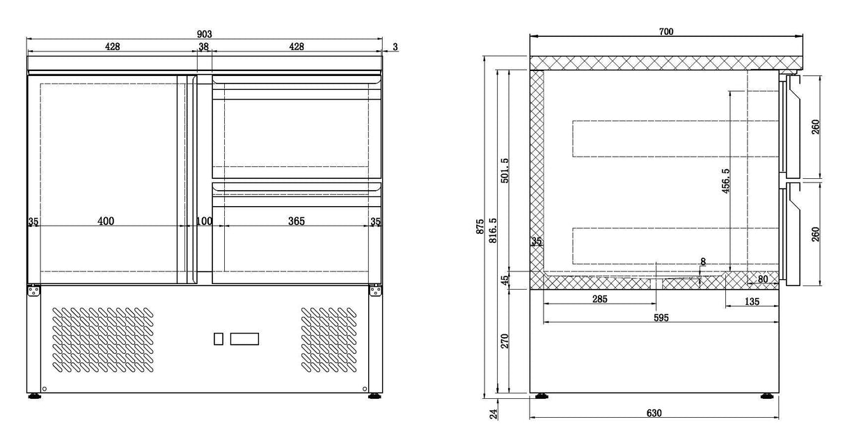 Table Réfrigérée CombiSteel Compact Line 1 Porte/2 Tiroirs - FRANCE CHR