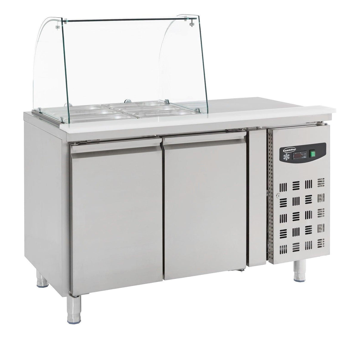 Table Réfrigérée en Acier Inoxydable avec Portes en Verre - FRANCE CHR