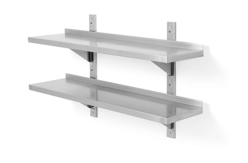 Double étagère murale réglable, avec deux supports en acier, HENDI, 1200x300x(H)600mm