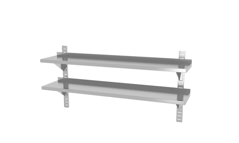 Double étagère murale réglable, avec deux supports en acier, HENDI, 1400x300x(H)600mm