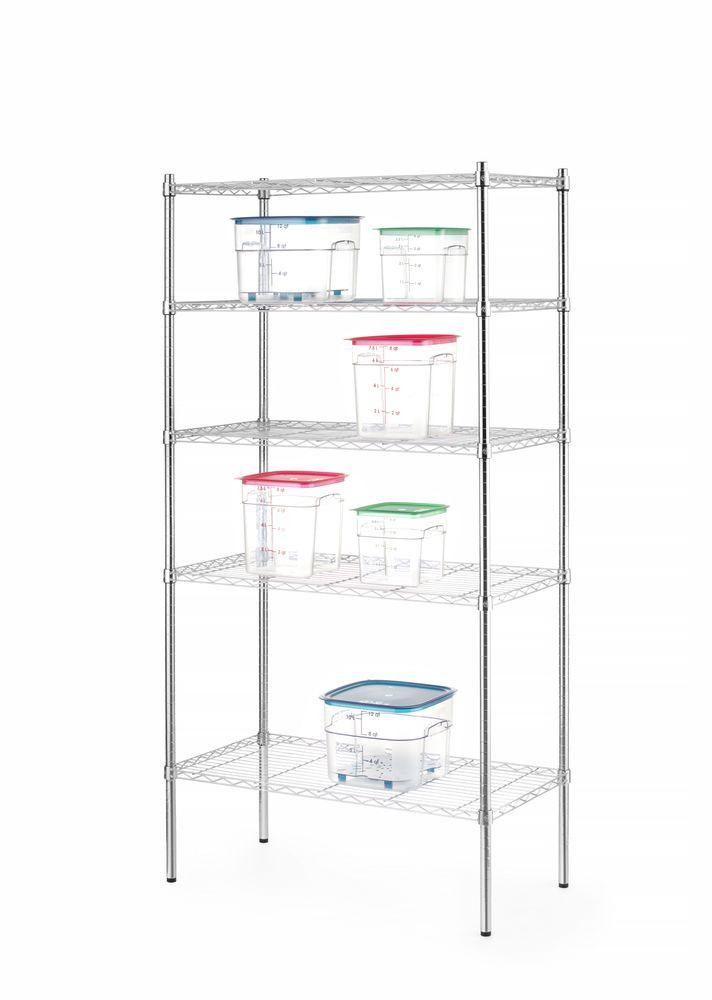 Rayonnage avec 5 étagères, HENDI, Chrome, 910x455x(H)1830mm
