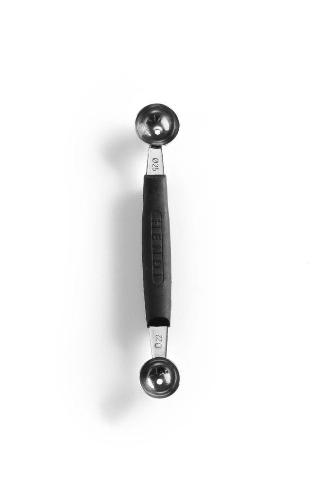 Cuillère à melon double, HENDI, ø 22-25 mm, Noir, (L)165mm