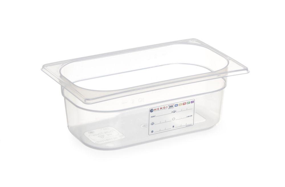 Bac Gastronorme 1/4, HENDI, GN 1/4, 5,5L, Transparent, 265x162x(H)200mm