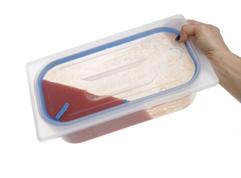 Couvercles pour bacs GN en polypropylène avec fermeture hermétique, HENDI, GN 1/4, Transparent, 265x162mm