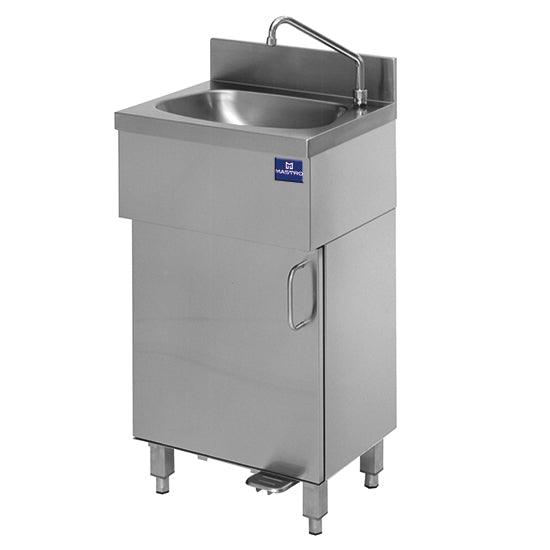 lave-mains sur soubassement fermé avec commande à pédal