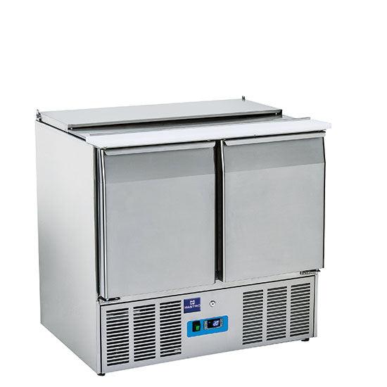 saladette avec 2 portes GN 1/1 et couvercle, 6x GN 1/3 + 2x GN 1/4 h=150 mm, 0°/+8°C