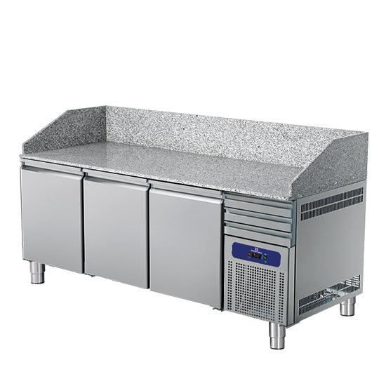 Table à pizza 2150 mm avec 3 portes 600x400 mm, 3 tiroirs EN