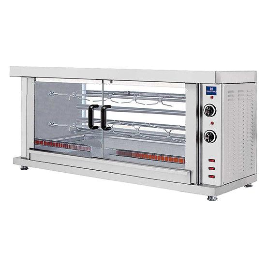 Rôtissoire à poulets électrique avec éclairage, 2 broches pour 8-10 poulets