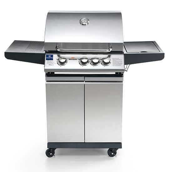 Barbecue gaz sur roues avec plan de cuisson latéral, zone de cuisson 550x410 mm