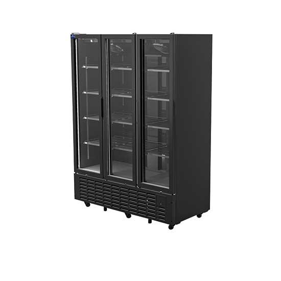 Vitrine réfrigéré verticale 1491 litres avec 3 portes en verre, +1°/+10°C - Couleur noire