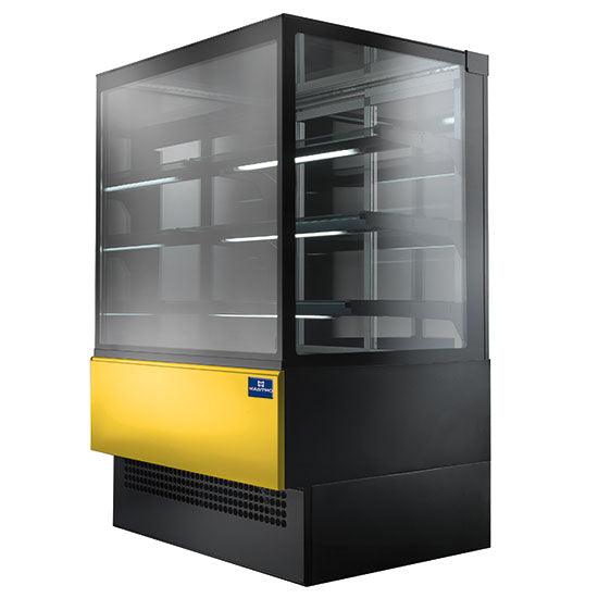 Comptoir réfrigéré ventilée avec 3 étagères et vitre vertical, +2°/+8°C, l=1800 mm - RAL9005