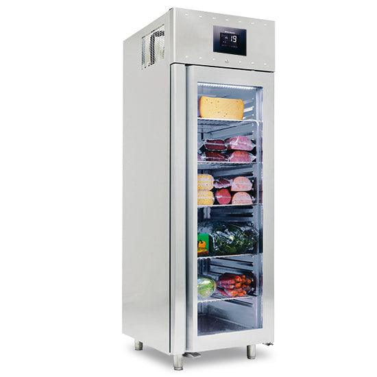 Congélateur 700 litres en inox GN 2/1 avec porte en verre, -10°/-22°C, isolation 85 mm - WiFi